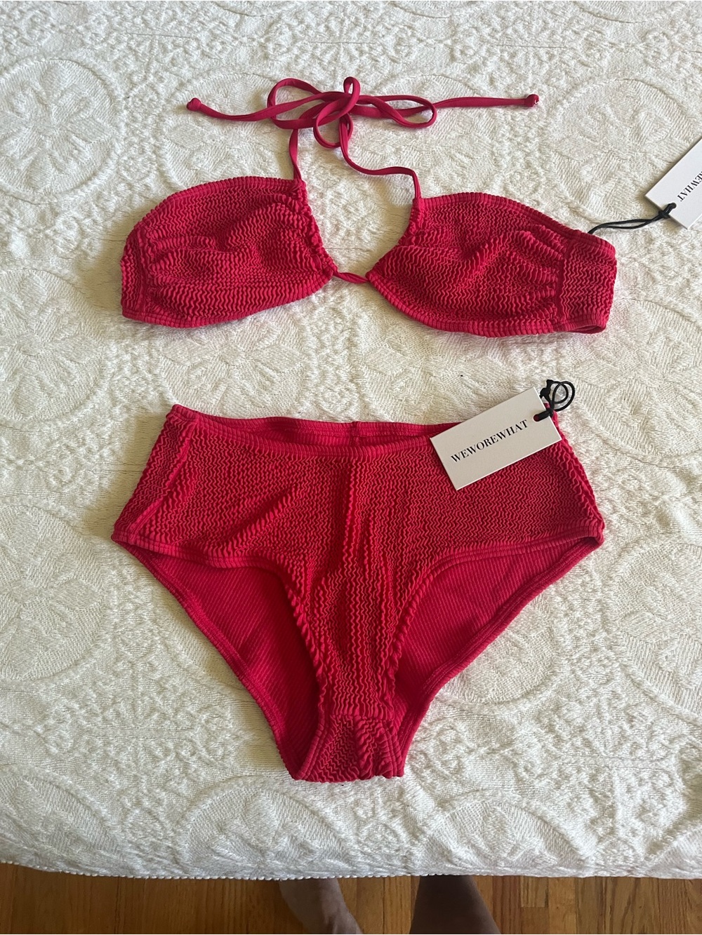 WeWoreWhat Hot Pink Textured Low-Rise Swim Short